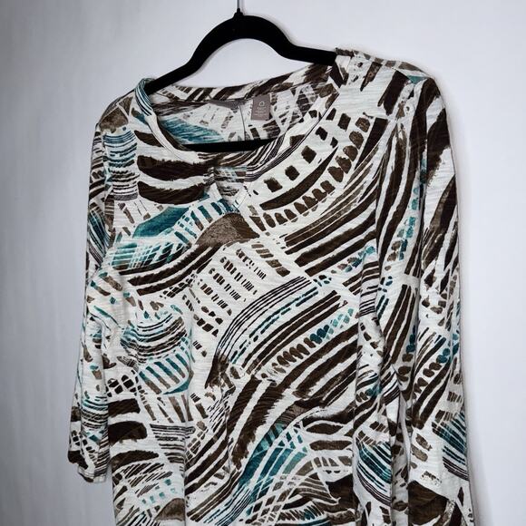 Chico’s Women’s Printed 3/4 Sleep Top Keyhole Neck Size 0 - Picture 3 of 5